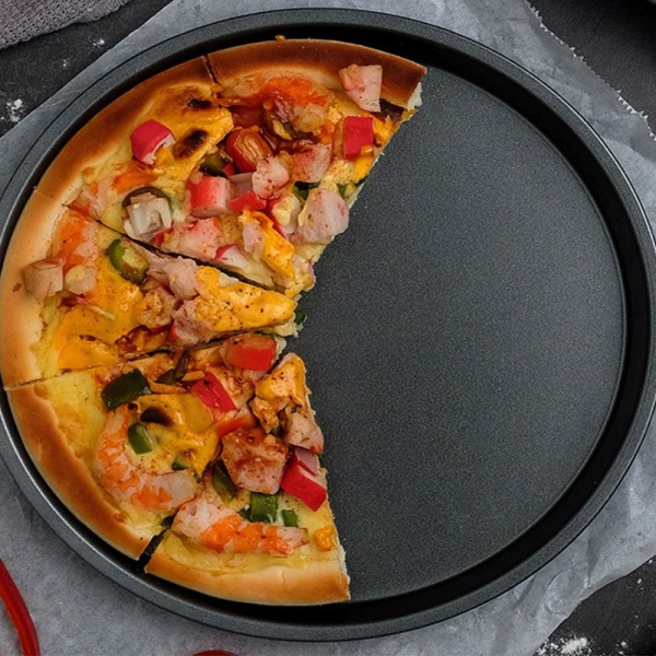 Round Pizza Plate Pan Deep Dish Tray Kolstål Non-stick Mol 9 inch