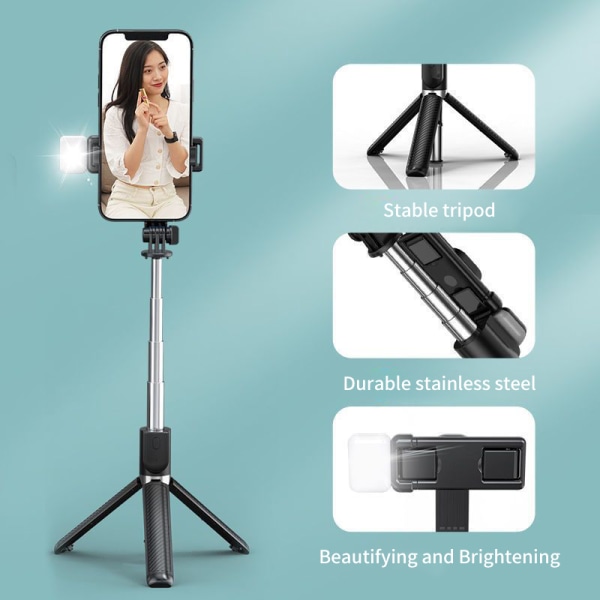 Bärbar mobiltelefon Self Stick-stativ med skönhetsfyllningsljus A5