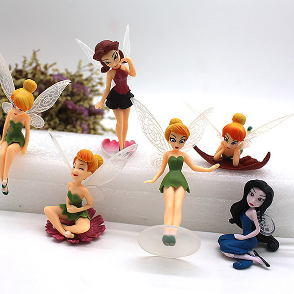 6 ST Flower Fairy Pixie Fly Wing Miniatures Girl Figurines 6 pcs