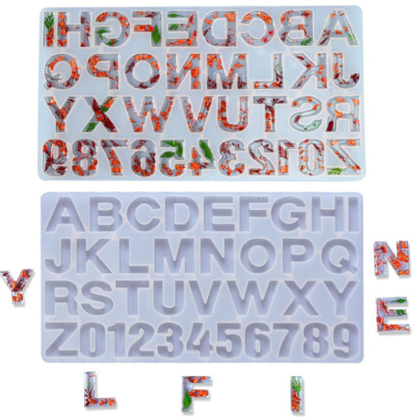 Kristall epoxiharts mold alfabetet bokstavsnummer hängande gjutning 1