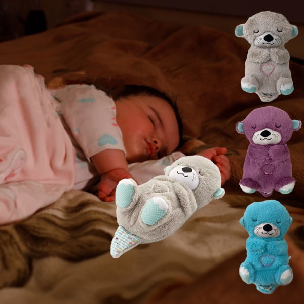 Baby Toy Snuggle Breathing Otter leksak med ljus och ljud Gray