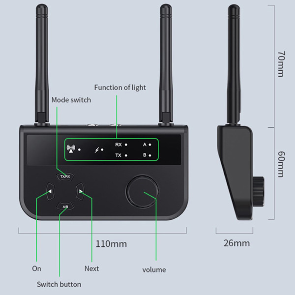 Multipoint Bluetooth 5.3 o Sändarmottagare