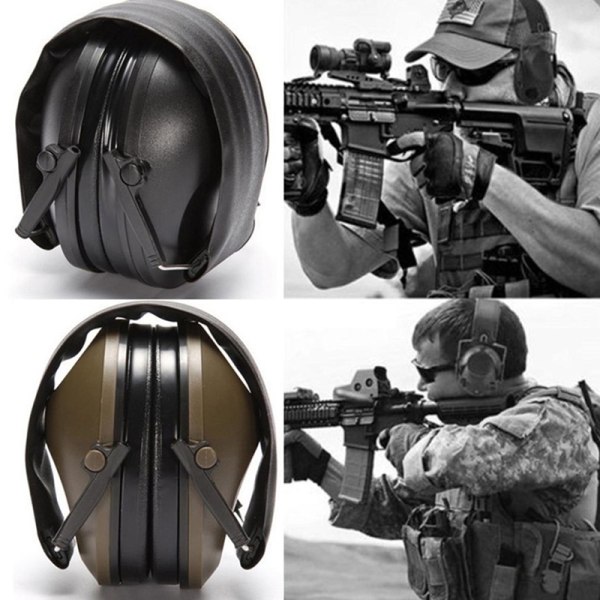 Headset Brusreducering Vikbara Jaktskyttehörlurar army green