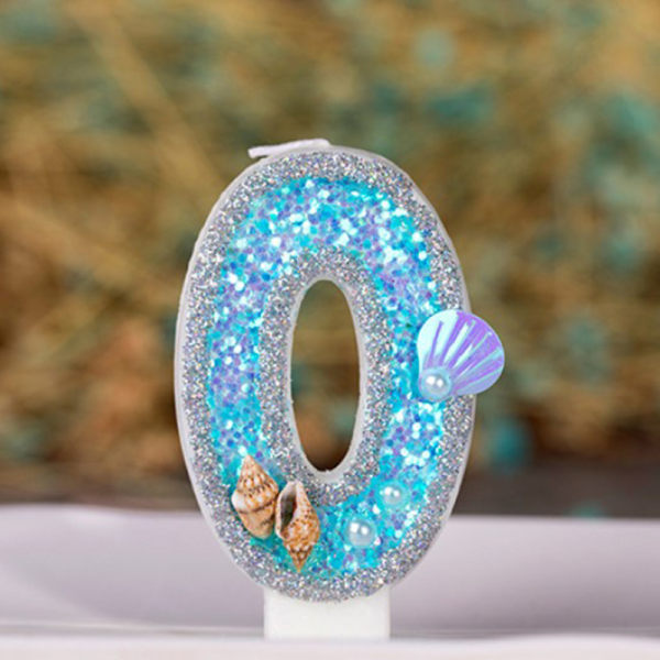 Blue Shell Glitter Crown Number Cake Toppers Födelsedagsbröllop 1