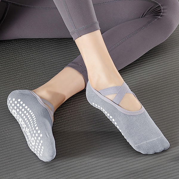Yoga Strumpor Professionella Anti-Slip Strumpor Dam Sport Svettabsorberande Gray
