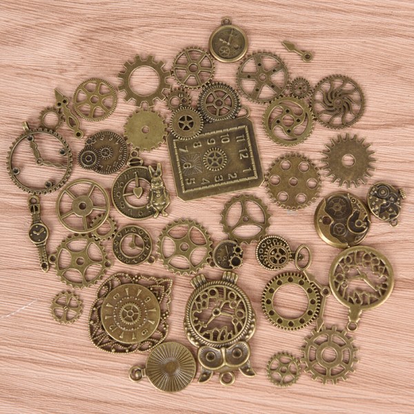 40 st metalllegering Steampunk Clock Charms Vintage DIY-hängen J Bronze