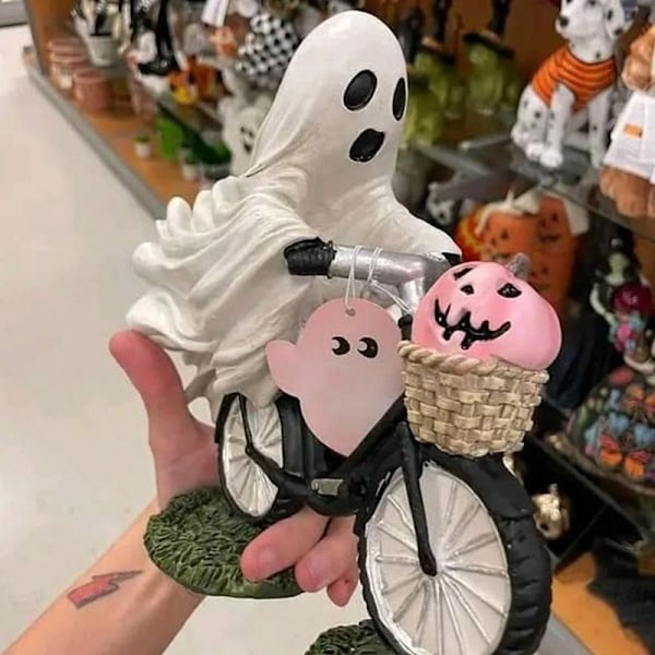 Spöklik spökcykel Halloween-figur spöke som cyklar på cykel Gi 1PCS