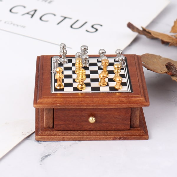 Dockhus Miniatyr schackbräde Förvaringsbox Set Möbelleksaker