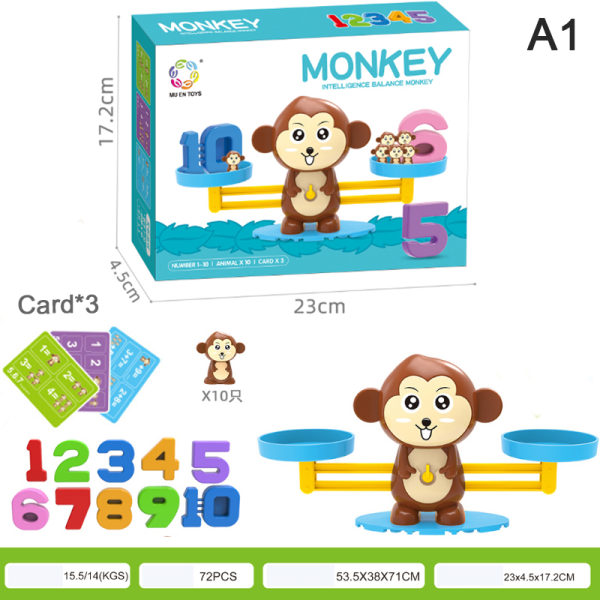 Montessori Math Toy Digital Monkey Balance Våg Number Board A1