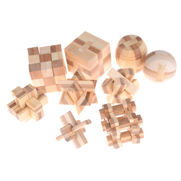 Mode IQ Brain Teaser Kong Ming Lock Trä sammankopplande Burr 0 05