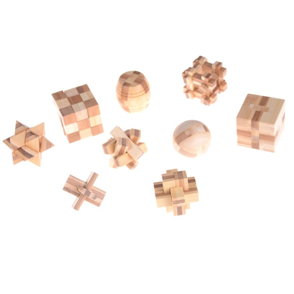 Mode IQ Brain Teaser Kong Ming Lock Trä sammankopplande Burr 0 04