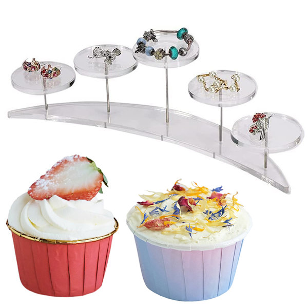 Akryl Cupcake Stand 5-vånings display Hylla Cake Donut Model Transparent