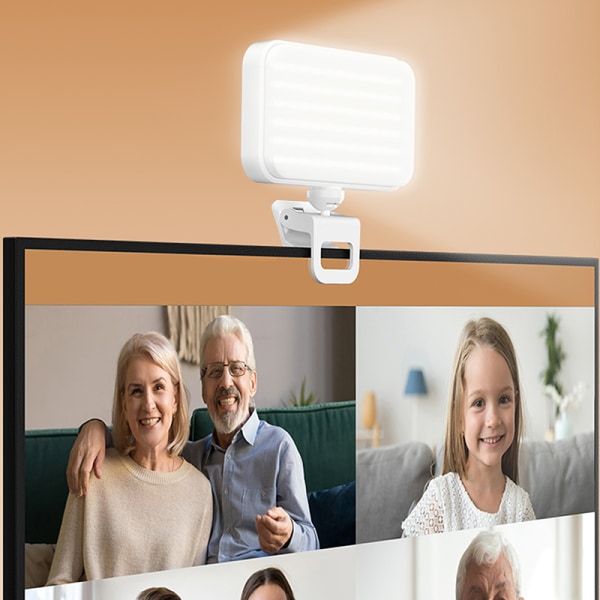 Clip-on LED-lampa för telefon Bärbar surfplatta Datortelefonlampa White