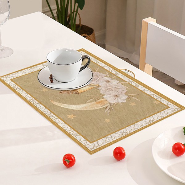 Ramadan Linne Placemat Eid Mubarak Bordsdekorationer Muslim Islam B