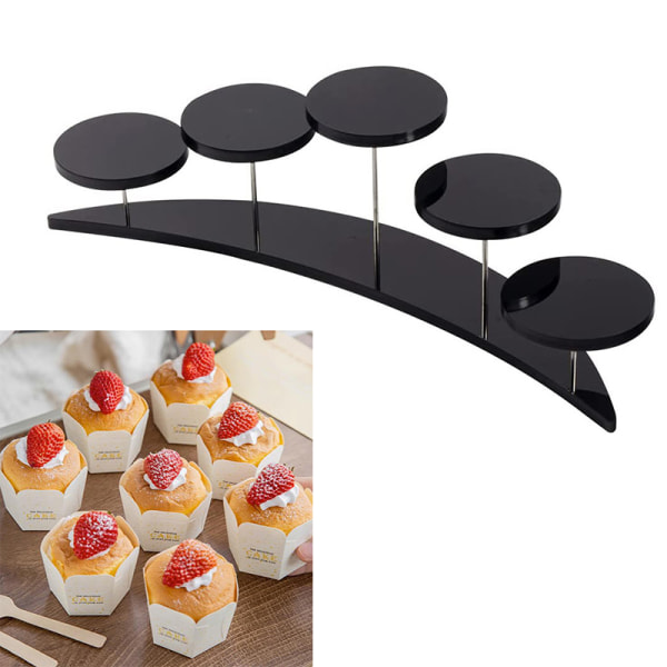 Akryl Cupcake Stand 5-vånings display Hylla Cake Donut Model Black