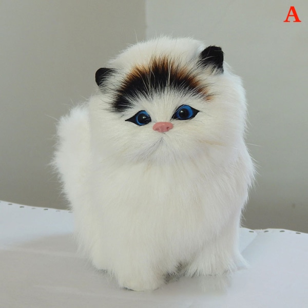 Real Hair Cat Dolls Simulation djur leksak katter kommer att mjauva katt A