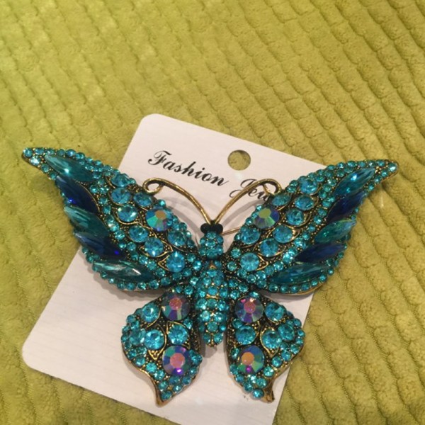 Butterfly Brosch Lyx Crystal Pin For Women Party Bankett Rhi Blue