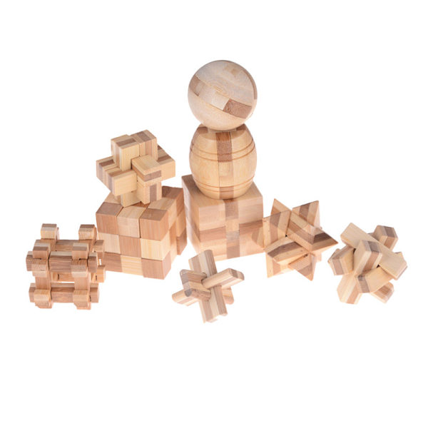 Mode IQ Brain Teaser Kong Ming Lock Trä sammankopplande Burr 0 04