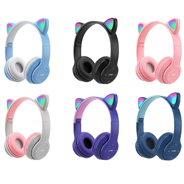 e Kattöron Bluetooth-kompatibelt Headset med LED Trådlöst Headset Gray