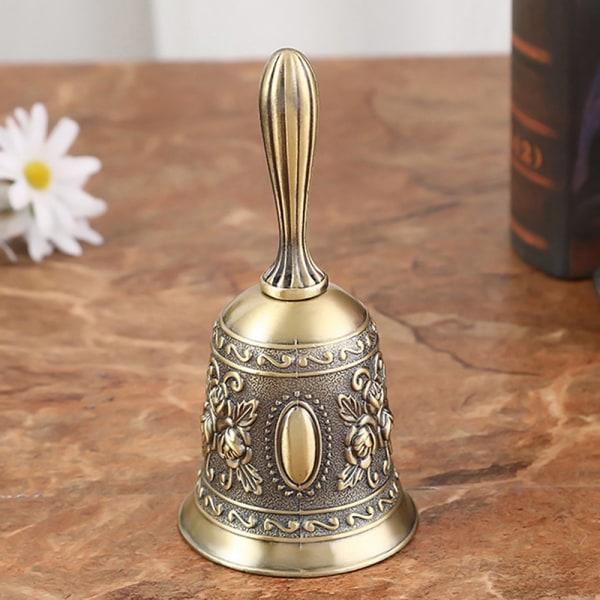 Manuell Bell Meditation Hand Bell Lucky Handgjord dekor Gold