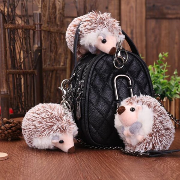 e Plysch Pompon Hedgehog Animal Keychain Bag 10cm Mobiltelefon P