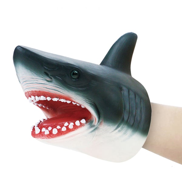 Shark Arm Glove Hand Puppet Toy Mjuk gummi Shark Glove Interac Black