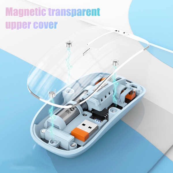 M233Transparent magnetisk mus Trippelläge 2.4G Bluetooth Orange A3