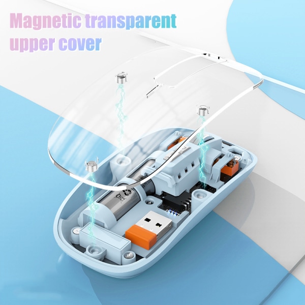 M233Transparent magnetisk mus Trippelläge 2.4G Bluetooth Pink A11