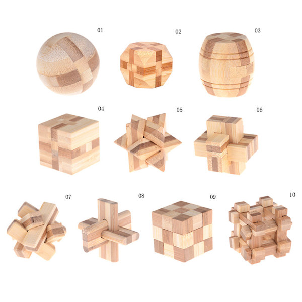 Mode IQ Brain Teaser Kong Ming Lock Trä sammankopplande Burr 0 04
