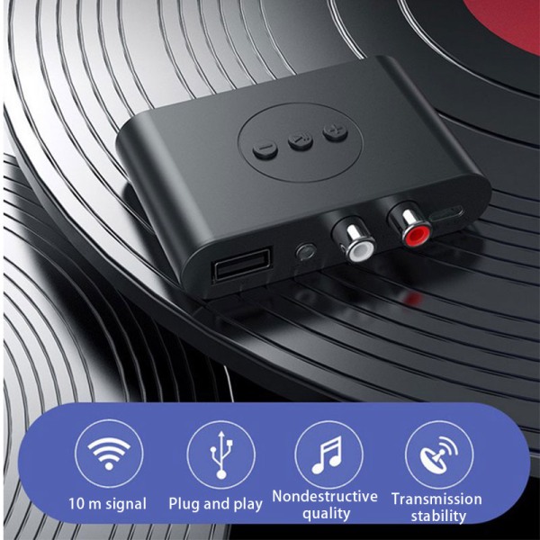 Bluetooth 5.0 Mottagare Sändare AUX NFC till 2 RCA o Adapter