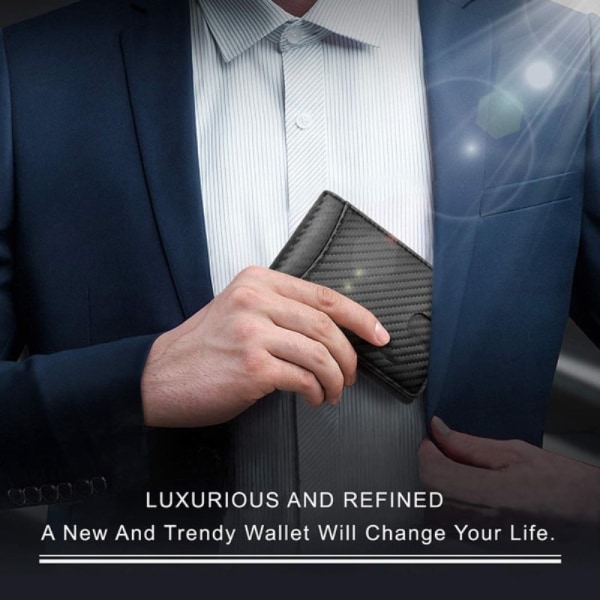 Minimalistisk smal plånbok för män med pengarklämma RFID-blockering Fr Orange & Black
