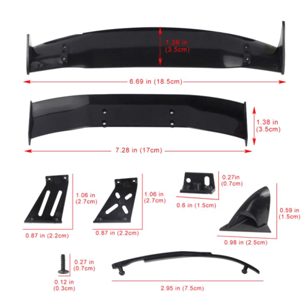 1/10 RC biltillbehör Delar 1/10 RC Drift Car Wing Series Pla Black