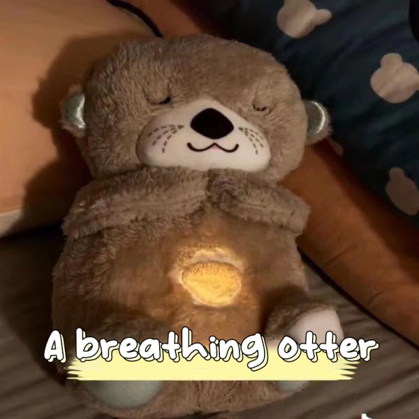 Baby Toy Snuggle Breathing Otter leksak med ljus och ljud Rose red