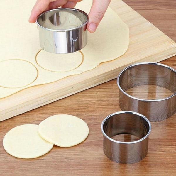 5 Set Round Circle Rostfritt stål Cookie ter Biscuit DIY Bakin