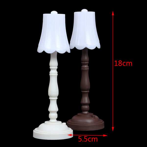 1/12 Dollhouse Miniature LED Lamp Golvlampa för Doll Home Deco White Warm light