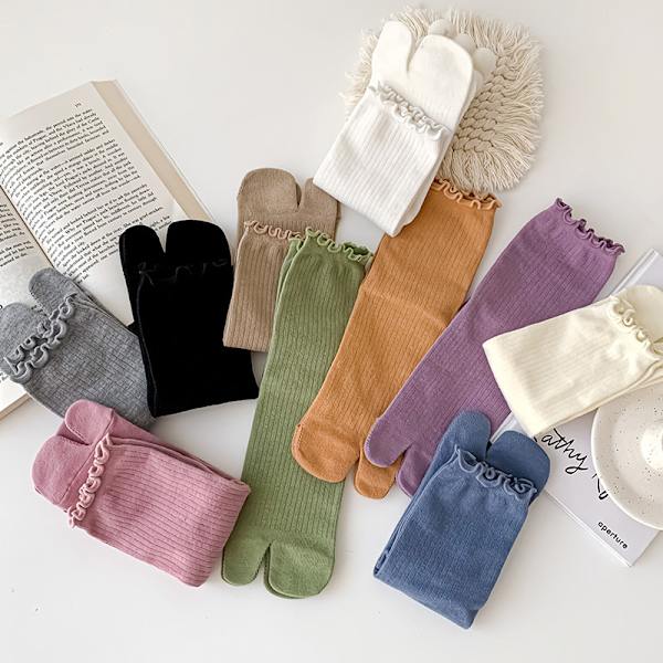 1 par unisex enkla bekväma tvåtåsstrumpor Tabi-strumpor Khaki