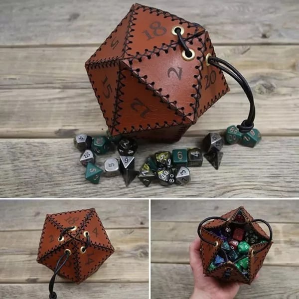 Tärningsväska i läder Polygonal tärningsförvaringsboxar Tärningspåsar