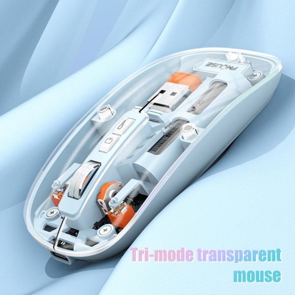 M233Transparent magnetisk mus Trippelläge 2.4G Bluetooth Orange A9