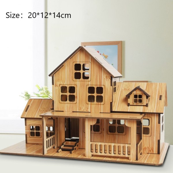 3D Träpussel Jigsaw Arkitektur DIY House Villa Barn Pojkar Red