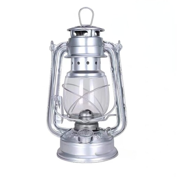 19cm Retro Outdoor Camping Fotogenlampa Bärbar lykta Silver