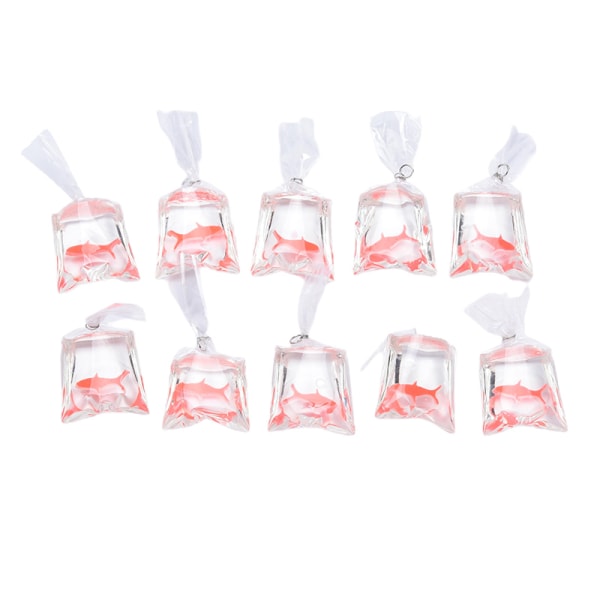 10 st Harts Transparent Goldfish Water Bag Charms Pendant DIY J Red