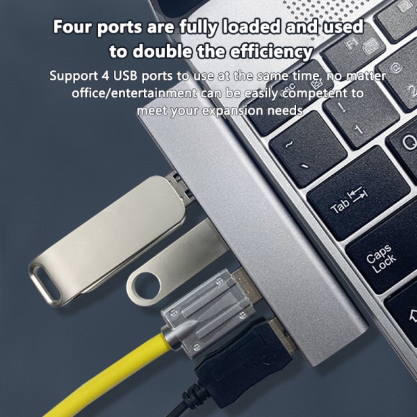 USB3.0 Hub 4 Ports Extended Plug USB Splitter Laptop Tillbehör
