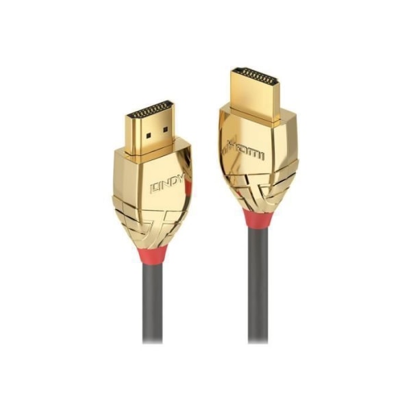 Lindy Gold Line Standart med Ethernet HDMI med HDMI (M) till HDMI (M) Ethernet-kabel 15 m trippelskärmad grå 4K-stöd