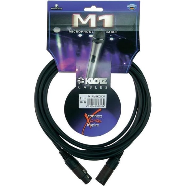 M-1 mikrofonkabel 5 m svart XLR-M och XLR-F