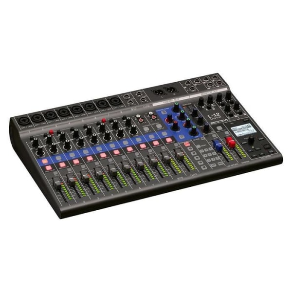 Zoom LiveTrak L-12 - 12-kanals mixerbord - USB-ljudgränssnitt - 8 XLR/Jack-ingångar - 5 hörlursutgångar - SDXC-kortplats