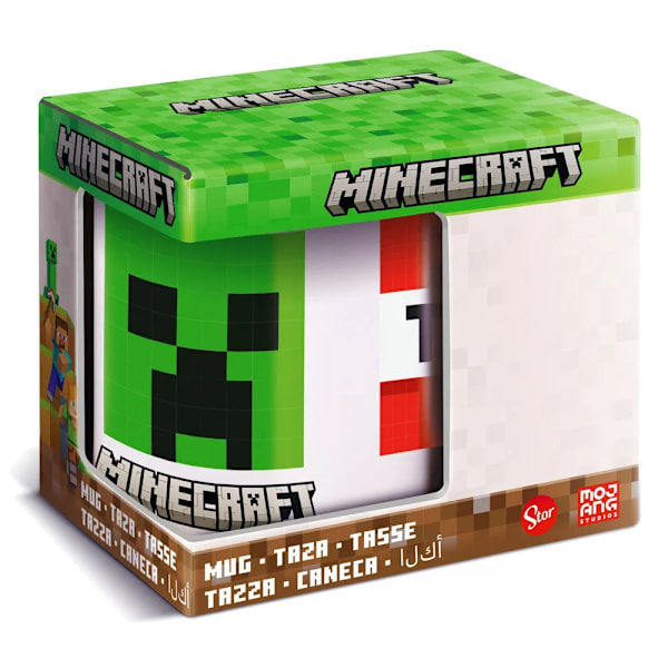 Porslinsmugg Minecraft Vit/Grön