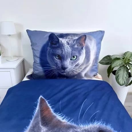 Katt Dark påslakanset / bäddset, 140×200 cm, 70×90 cm, mikrofiber