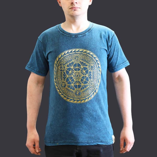 Stentvättad T-shirt - Chakra - Blå S