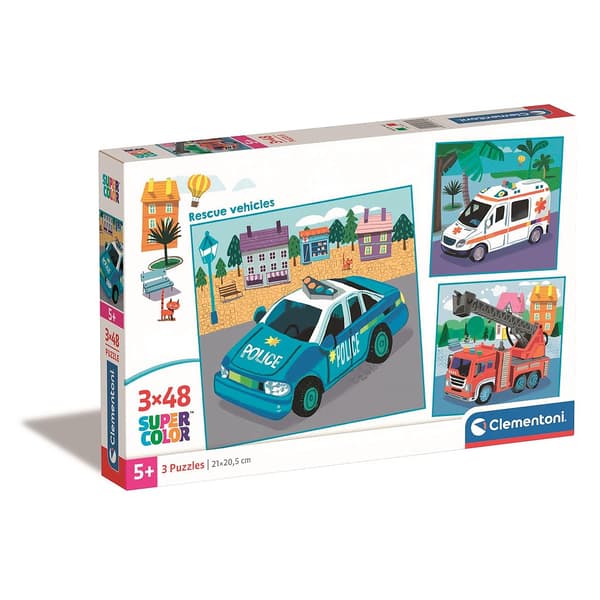 Utryckningsfordon Pussel 3 x 48 bitar – Clementoni
