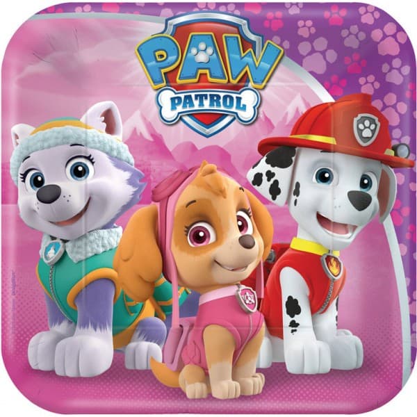 Paw Patrol rosa papperstallrikar 8-pack 18 cm